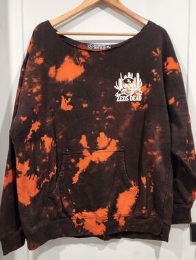 Zeds Dead Tie Dye Off Shoulder Slouch Sweatshirt Pullover Dub Step EDM unisex XL